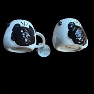 Black and White pug dog mugs one set of two